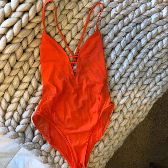 topshop orange swimsuit